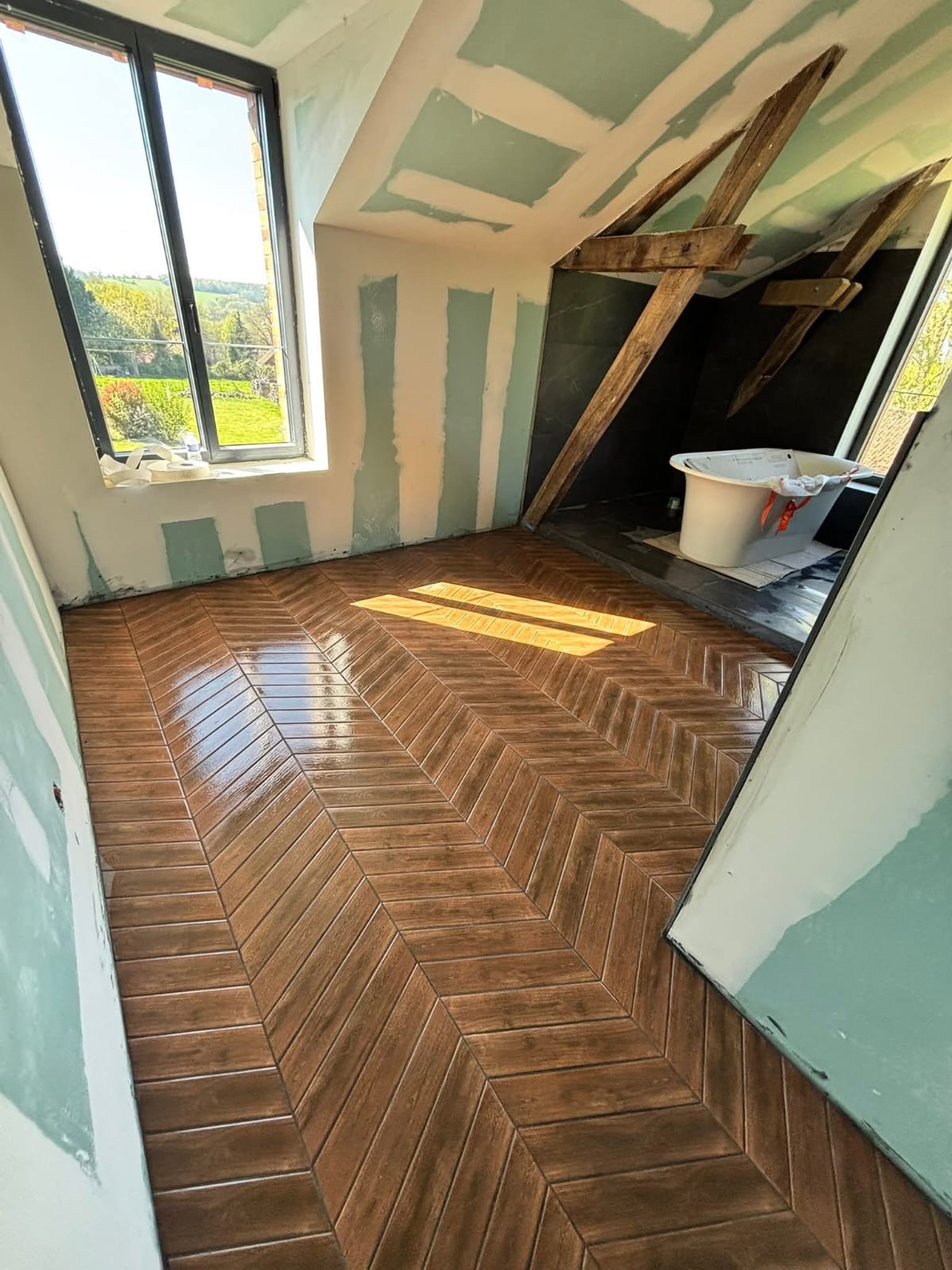 Pose carrelage salle de bain - Carreleur Briollay